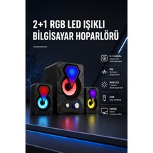 Miyango 2+1 Rgb LED Işıklı Güçlü Bas Sistemli Bilgisayar Hoparlörü - ETC7693-7386