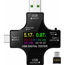 OEM 🔌 12'si 1 Arada USB & Type-C Dijital Güç Ölçer Test Cihazı – Voltaj, Akım, Watt, Kapasite Ölçer – Pd/qc Uyumlu