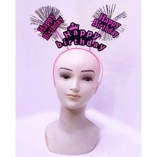 Mayf Happy Birthday Püsküllü Neon Pembe Renk Doğum Günü Tacı 22X19 cm (5332)