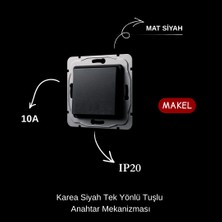 Makel Markel Karea Siyah Tek Yönlü Tuşlu  Anahtar - Çerçevesiz - Siyah