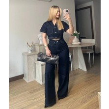 Luxia Kısa Kollu Denim Takım