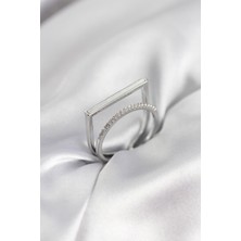 Gesa Store Gümüş Renk Sedefli Zirkon Taşlı 2'LI Kadın Yüzük 5886 - GESA558255-2997