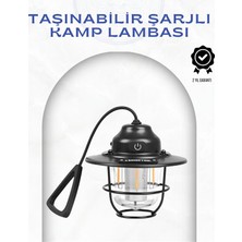 Miyango Geometrik Tasarımlı Vintage Kamp Lambası – Type-C Şarj Ayarlanabilir Parlaklı - ETC4650-7441