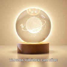 Miyango Ahşap Standlı Sarı Işıklı Dekoratif Küre Kız Figürü Tasarım - ETC3801-6769