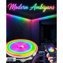 Miyango Dekoratif Rgb LED Şerit Neon Işık 3 Metre Su Geçirmez Uzaktan Kumandalı Ortam A - ETC4832-3928