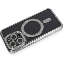 Semel iPhone 14 Pro Max Kılıf Joke Simli Magneticsafe Kılıf - Gri