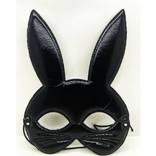 Mayf Siyah Renk Kumaş Malzemeden Imal Eva Tavşan Maskesi 19X15 cm (5332)