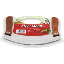 Mayf Steel Moon Çift Ahşap Saplı Zırh Bıçak Kesici - Doğrayıcı 24 x 14 x 1,5 cm (5332)