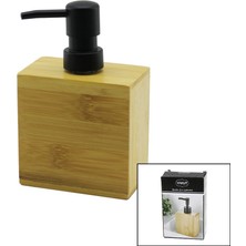 Mayf Dikdörtgen  Ahşap Bambu Sıvı Sabunluk  Siyah Plastik Pompa   5.8 x 9.9cm - Y: 10CM (5332)