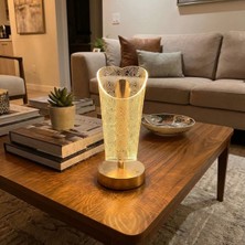 Mayf Açık Silindirik Kristal Damla model LED Masa Lambası – Gold Tabanlı, Dokunmatik, 3 Renk Işık Modlu, Şarjlı Modern Dekoratif Gece Lambası (5332)