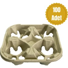 Fiberpak 4 Lü Karton Kahve Bardak Taşıyıcı - 100 Adet | Kafe, Takeaway ve Paket Servis Uyumlu