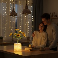 Mayf Işıklı Yapay Çiçek – Sarı Saksılı LED Dekoratif Bitki, Masaüstü ve Ev Ofis Aydınlatmalı Süs Bitkisi (5332)