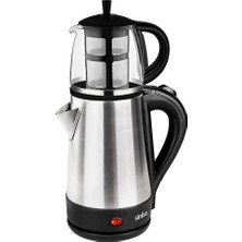Mayf Cam Demlikli Elektrikli Çelik Çaycı Seti 1600W - 1.7lt - 0.7lt  STM-5836 (5332)