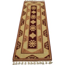 Kilim Antik El Dokuma Çiçekli Sade Milas Muğla Yolluk Yün Halı 1430 - Yeni - Çok Renkli