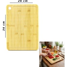 Mayf 26X36X1.8CM Ahşap Bambu Kesim Panosu - Kesme Tahtası (5332)