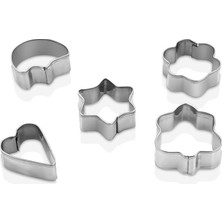 Mayf 5 Pcs Metal Kurabiye Kalıp Kalp - Yıldız - Papatya - Ağaç (5332)