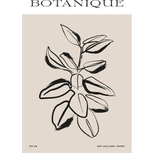 Kanvas Tr Botanique Yazılı Minimalist Yaprak Çizimi Line Art Kanvas Tablo