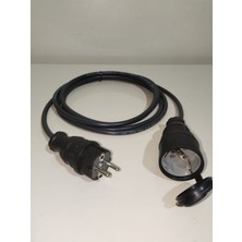 Kauçuk Fiş & Prizli 3x1,5mm Ttr H05VV-F %100 Bakır Seyyar Enerji Kablosu-Siyahrenk