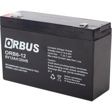 Akıllı Bayi Orbus 6 Volt 12 Amper Kuru Akü Orb6-12 (150X50X94 Mm)