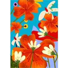 Kanvas Tr Pop Art Tarzı Rengarenk Floral Illüstrasyon Modern Kanvas Tablo