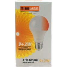 Mayf Nisaluce EAMP-074/BK 9+2W E27 Beyaz-Kırmızı LED Ampul (5332)