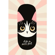 Kanvas Tr Retro Işınsal Zeminli Şirin Kedi Çizimi Dekoratif Kanvas Tablo