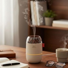 Mayf Ahşap Odun Ateşi TASARIMLI 280 ml Ultrasonik Hava Nemlendirici &amp;amp; Aroma Difüzör – Soğuk Buhar Makinesi, LED Işıklı, Ortam Nemlendirici (5332)
