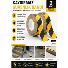Artlantis Merdiven Kaydırmaz Bant Sarı Siyah 25MM 2 Adet Mas Güvenlik Uyarı Bandı 5 Metre 2.5 cm Yapışkanlı Basamak Mermer Beton