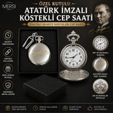 Mersi Shop Özel Kutulu Atatürk Imzalı Köstekli Cep Saati | Zincirli Quartz Nostaljik Cep Saati