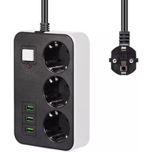 Mayf 3 Usb’li 3’lü 1.8 M Akım Korumalı Priz (5332)