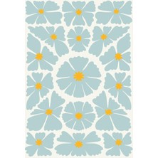 Kanvas Tr Minimalist Açık Mavi Çiçekli Soyut Desen Dekoratif Kanvas Tablo