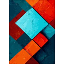 Kanvas Tr Modern Geometrik Kareler ve Rustik Renk Blokları Kanvas Tablo