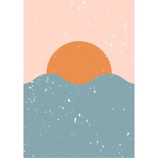 Kanvas Tr Minimalist Iskandinav Stili Terrazzo Dokulu Soyut Günbatımı Çizimi Kanvas Tablo