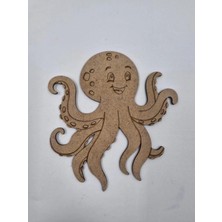 Mu Art Ahşap 1 Adet Sevimli Ahtapot Ahşap Boyama Okul Diy Etkinlik Aktivite Sanat 15 cm x 14 cm