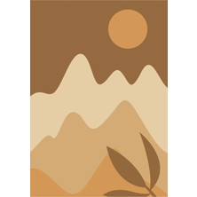 Kanvas Tr Minimalist Iskandinav Stili Bej ve Kahverengi Tonlarda Soyut Doğa Çizimi Kanvas Tablo