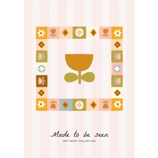Kanvas Tr Retro Geometrik Çiçek Desenli Boho Kanvas Tablo