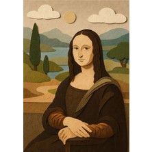 Kanvas Tr Kağıt Rölyef Görünümlü Mona Lisa Portresi Modern Kanvas Tablo