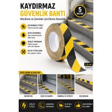 Artlantis Merdiven Kaydırmaz Bant Sarı Siyah 25MM 1 Adet Mas Güvenlik Uyarı Bandı 5 Metre 2.5 cm Yapışkanlı Basamak Mermer Beton