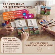 Mehsera Seramik 5li Avantaj Paketi - Çocuklar Için Araç Boyama Seti (Her Pakette 3 Figür: Tren, Helikopter, Gemi + 6'lı Akrilik Boya ve 10 Adet Fırça)
