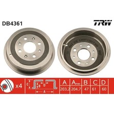 TRW Fren Kampanası Arka Fıat Grande Punto 05> Punto 12> Punto Evo 09>12 Opel Corsa D 06>14 Adam 12>19 203.2 / 47 mm