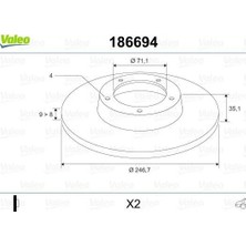 Valeo Arka Fren Aynası Partner-Berlıngo 96&GT;P307 00&GT;1007 1.6 07>c3 02>c2 03> Xsara 99> 247X9X4DL