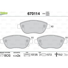 Valeo Ön Balata Corsa D Büyük Tip 1.3 Cdtı 07/06 > Fıat 500L 12> 0.9t 1.4 1.3d Mtj 1.6d Mtj