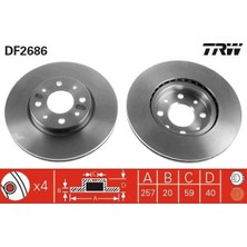 TRW On Fren Dıskı Fıat Doblo 01> Albea Ym Punto 01> Brava-Bravo 06> 1.3mtj 257.4X20X 4 Delik Havalı