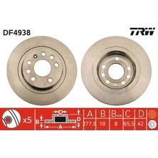 TRW Arka Fren Aynası Astra H Gtc 2.0t 04>14 Zafıra B 05>15 277.9X10X5DL Dolu