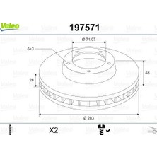Valeo Ön Fren Aynası Astra L 21> Combo E 18> Berlıngo 18> C4 13> Partner 18> 308 Iı-Iıı 13> Rıfter 18> 283X48X5DL Havalı