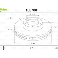 Valeo Ön Fren Diski Hava Kanallı Honda Accord 1.8l F18B2 Cg8 Euro 99-02 282 Çap x 4 Bijon - Takım Disk Fiyatıdır
