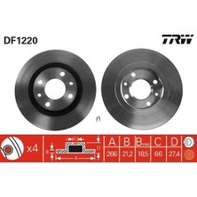 TRW Ön Fren Aynası Partner-Berlıngo 96> P206 99&GT;P306 94>xsara 99>xantıa 93/03 266X20.5X4DLXHAVALI