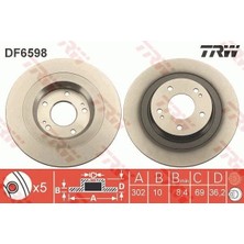 TRW Arka Fren Aynası Dolu Tip P4008-C4 Aırcross 1.6-1.8 12 > / Mıtsubıshı Asx 1.6l 9hd Dv6 Dı-D GA7W 1 5-> 302 Çap x 5 Bijon - Takım Disk Fiyatıdır