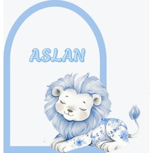 Nice Events Mavi Aslanlı Arka Fon 90*70 ve Aslan 35*50