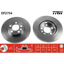 TRW Ön Fren Aynası Expert 96- Jumpy 95- Scudo 96- 1.6i-1.9d-2.0hdi Havalı 257X20X5DL